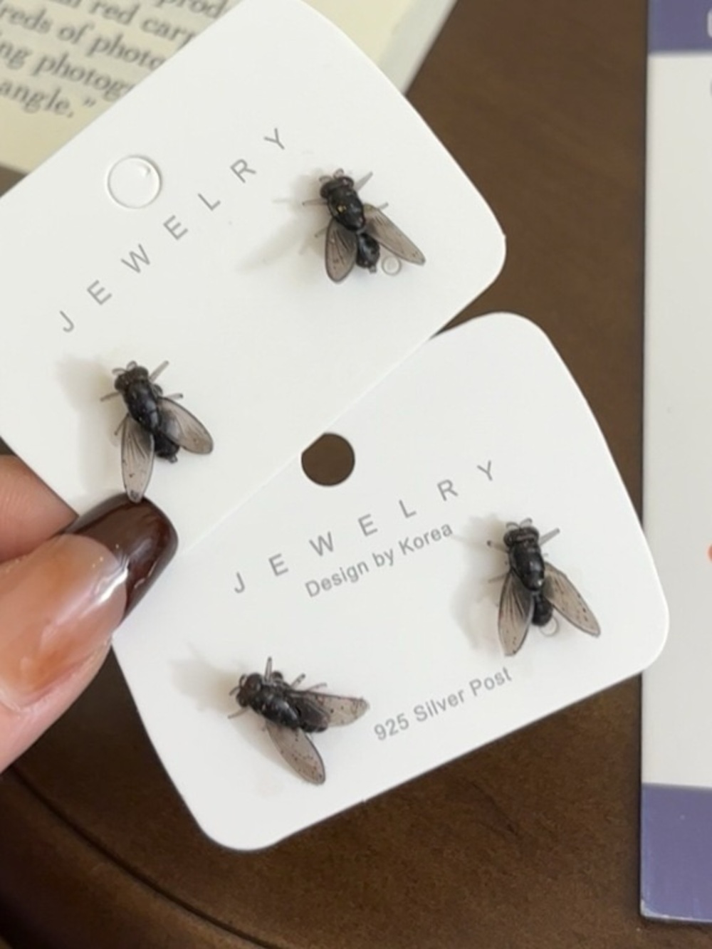 Black Fly Stud Earrings - Design by Korea